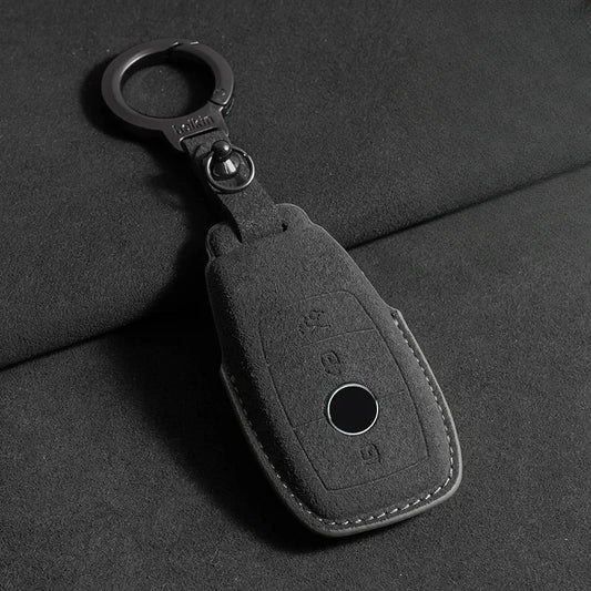 Suede Car Key Case Cover Protector Shell for Mercedes Benz A C E S G Class GLC CLE CLA GLB GLS W177 W205 W213 W222 X167 AMG