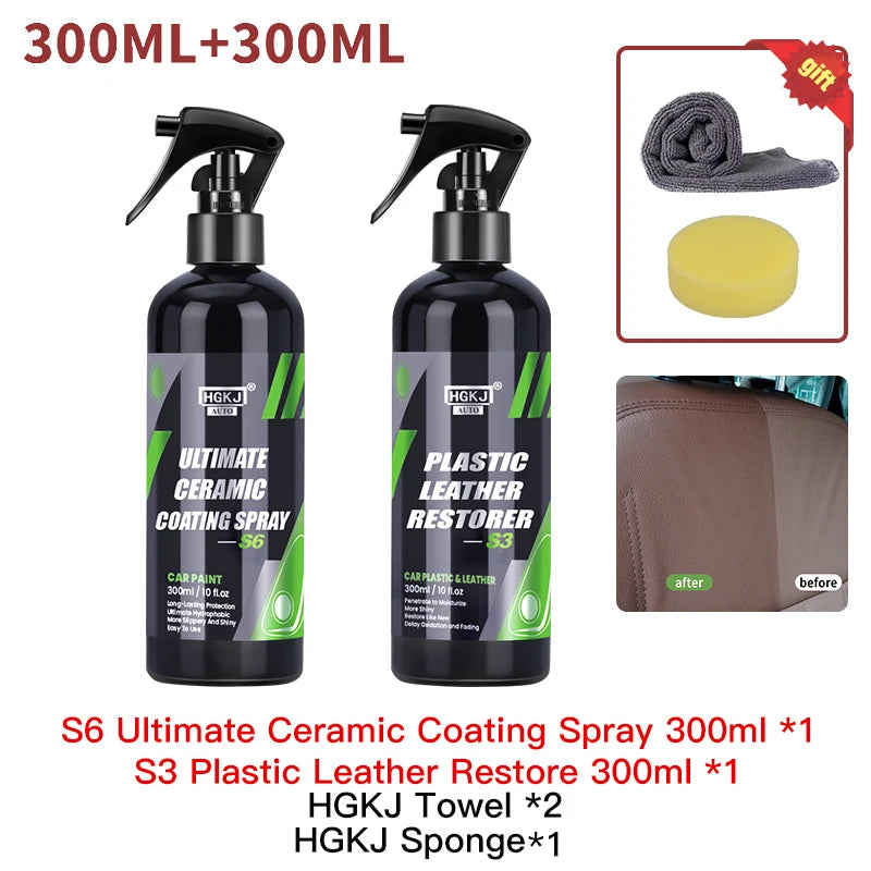 HGKJ S6 Car Ceramic Coating Spray Mirror Shine Liquid Waterproof Car Nano Crystal Wax Hydrophobic Spray Paint Care Assesories