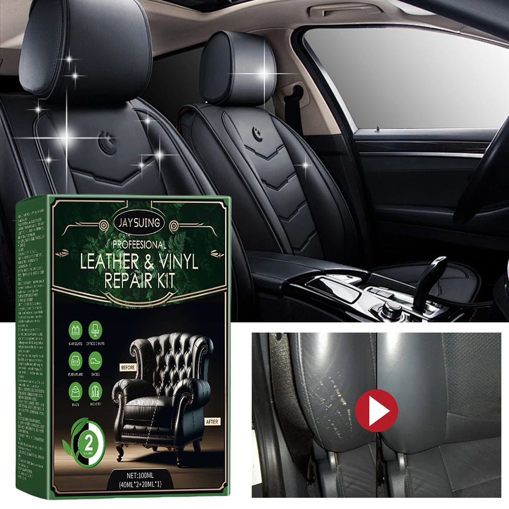 Black Leather & Vinyl Repair Kit Leather Scratch Repair Kit Leather Color Restorer for Couches Furniture Car Seats Purse Jacket