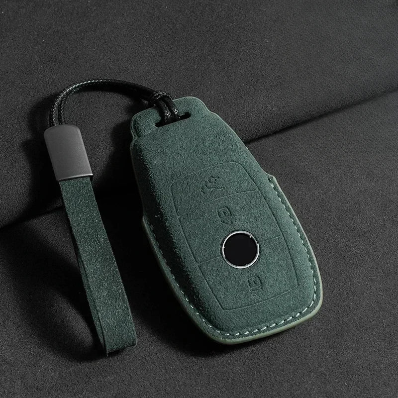 Suede Car Key Case Cover Protector Shell for Mercedes Benz A C E S G Class GLC CLE CLA GLB GLS W177 W205 W213 W222 X167 AMG