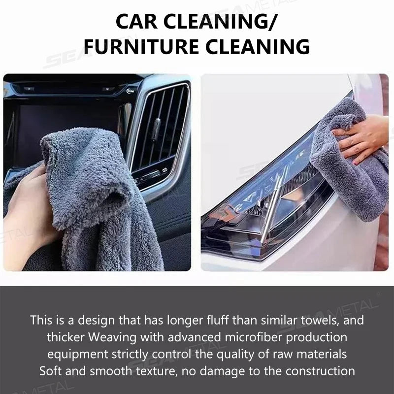 SEAMETAL Car Wash Microfiber Towel 5 Sizes Car Cleaning Fast Drying Cloth Reusable Rags Super Absorbent for Car Home Clean Tools