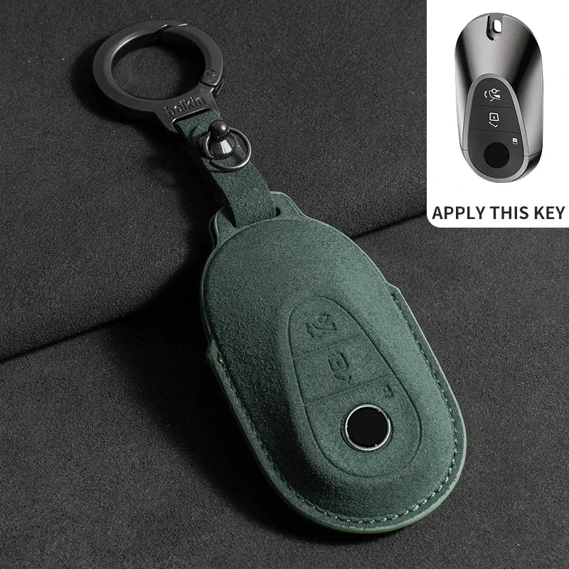 Suede Car Key Case Cover Protector Shell for Mercedes Benz A C E S G Class GLC CLE CLA GLB GLS W177 W205 W213 W222 X167 AMG