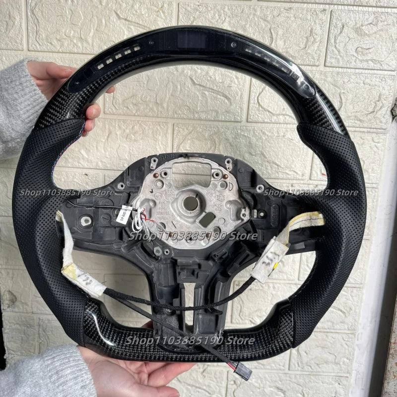 Real Carbon Fiber LED Steering Wheel With Heated For BMW M3 Series G20 G21 G22 G23 G80 G82 G26 G29 G83 Leather Steering Wheel