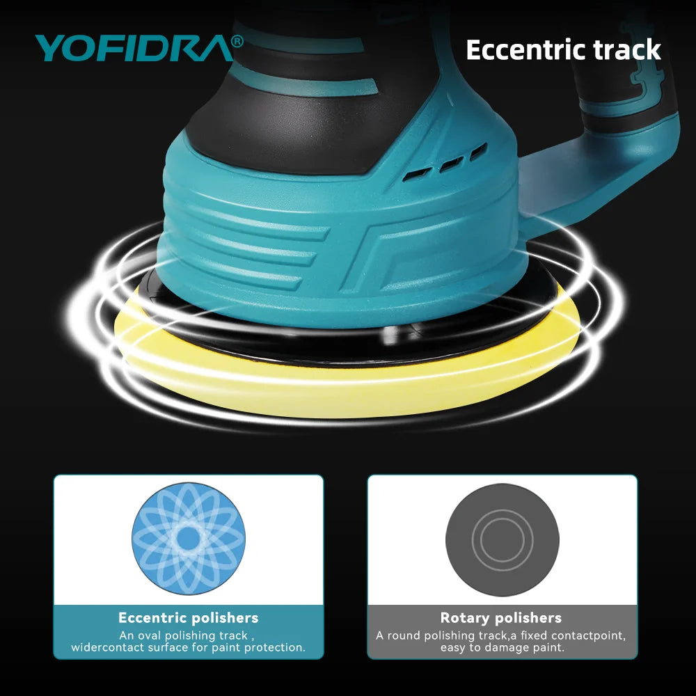 YOFIDRA Cordless Car Polisher 8 Gears Adjustable Electric Polishing Machine Auto Waxing Rotary Polish For Makita 18V Battery Pin
