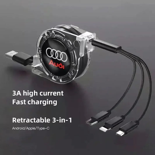 3 In 1 Micro USB Type C Charging Cable Multi Charger For Audi sline A1 A2 A3 A4 A5 A6 A7 A8 Q1 Q2 Q3 Q4 Q5 Q6 Q7 Q8 TT S5 B8