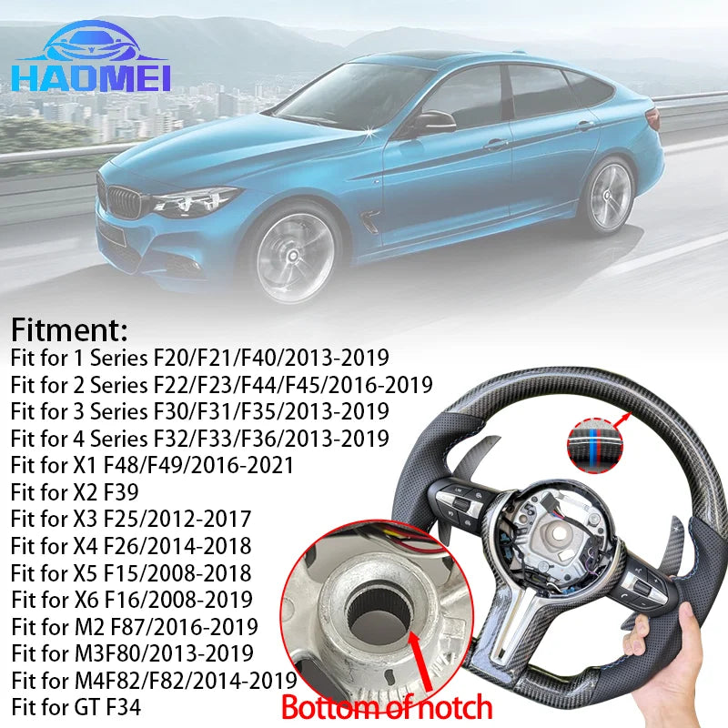 Suitable for BMW 3/4/5/X5 series F30 F10 F15 F20 F34, carbon fiber steering wheel with carbon fiber magnetic paddles, pure carbo