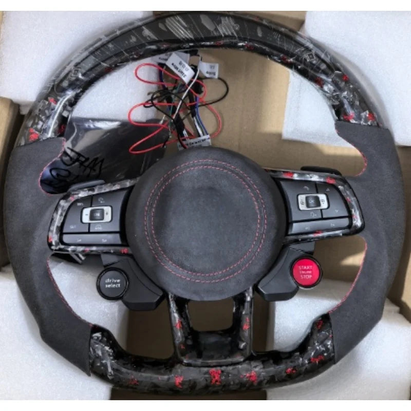 For VW Steering Wheel Golf 7 MK7 Mk7.5 GTI Scirocco Polo GTS R Line 2014-2017 Forge Carbon Fiber Customized LED RPM Racing Wheel