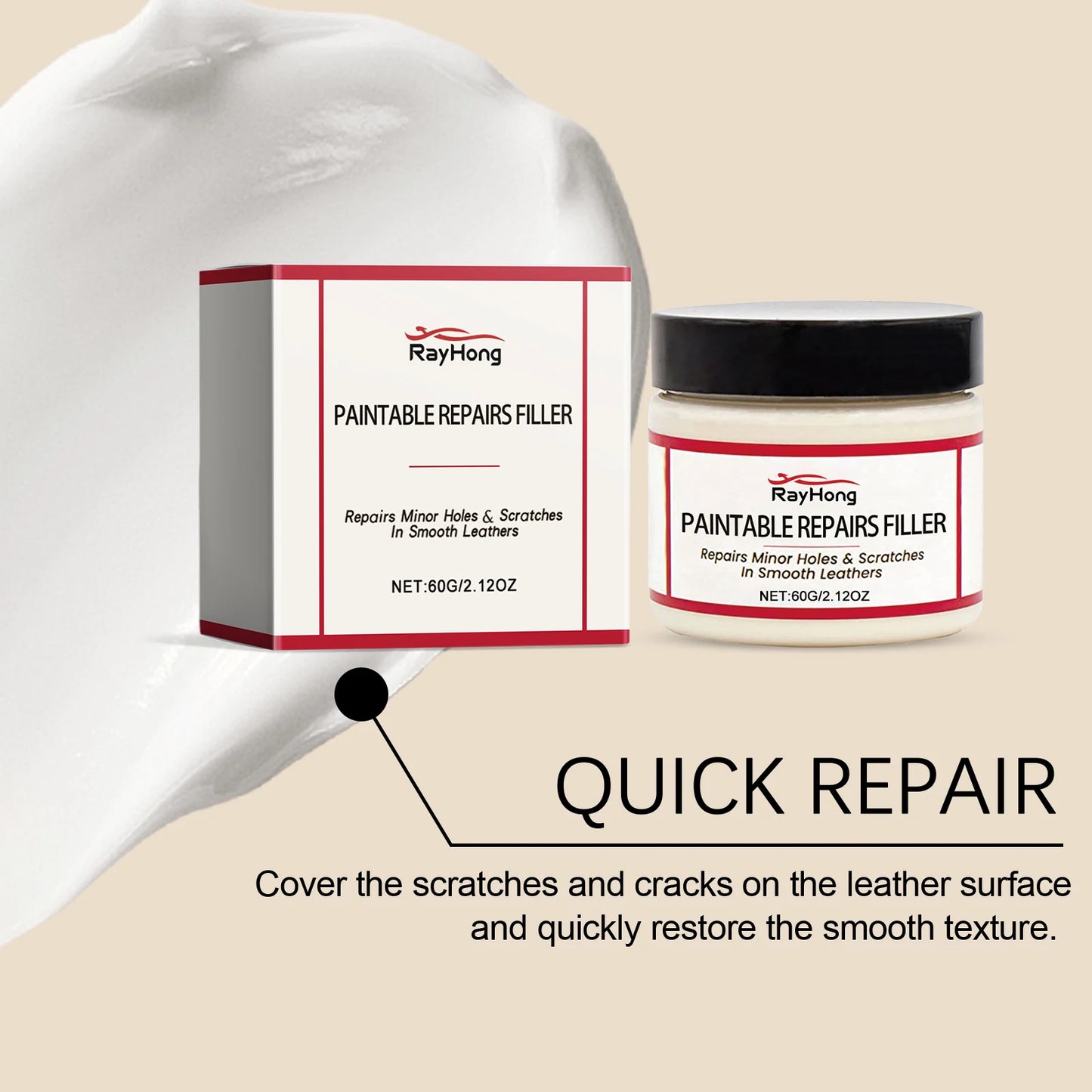 Professional Leather Repair Paste Filler Kit for Scratches Cuts & Holes Car Seat Sofa Furniture Restoration Permanent Paste