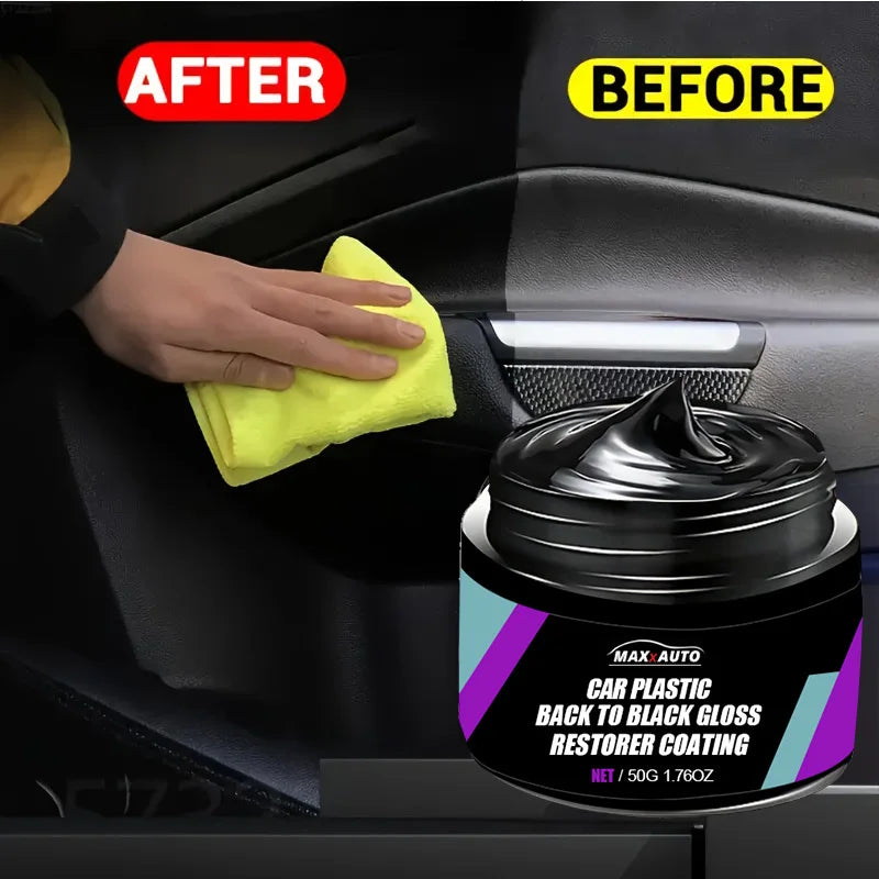 Car Plastic Restorer Gloss Enhancer Crystal Clear Leather & Panel Renewal Wax Coating Agent Back To Black Shine Auto Polish