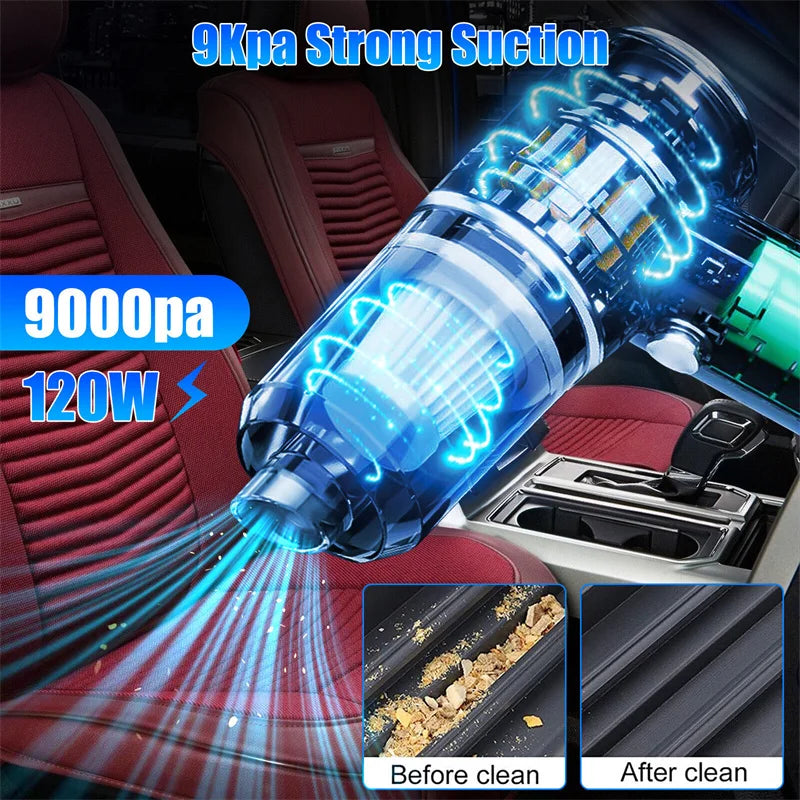 2 In 1 Wireless Vacuum Cleaner Dual Use For Home And Car 120W High Power Powerful Vacuum Cleaner Black