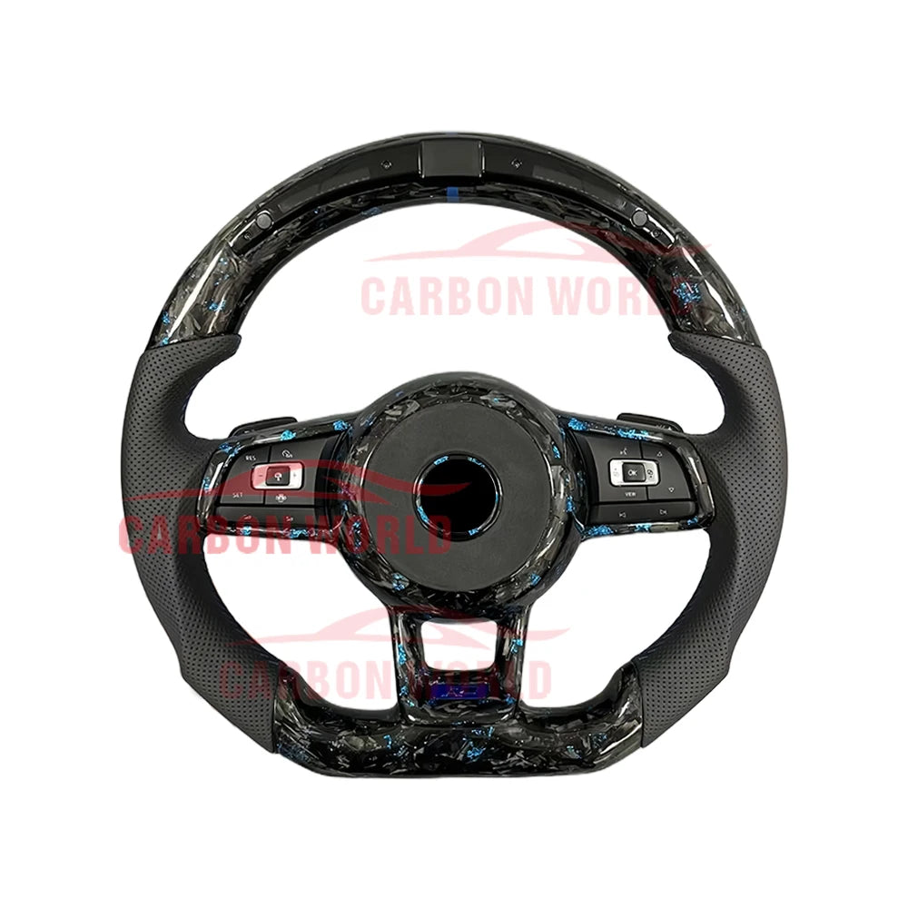 LED Forged Blue Carbon Fiber Steering Wheel for Volkswagen VW Golf VII R-Line GTI R GTS VI V Plus R32 IV MK7 MK6 MK5 Sports Car