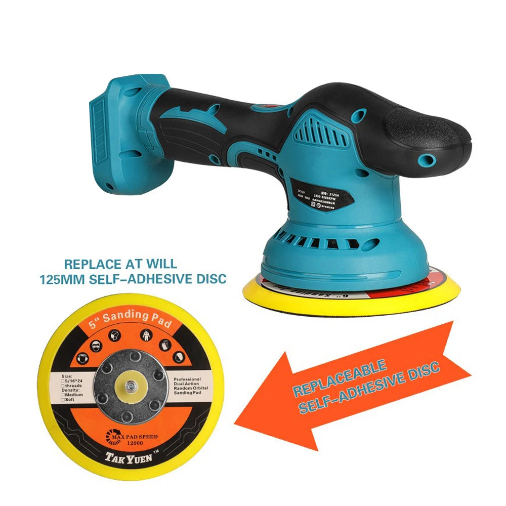 Cordless Polisher 6 Gears Adjustable Car Waxing Polishing Machine Metal Waxing Wood Sanding for Makita 21v Battery (No Battery)