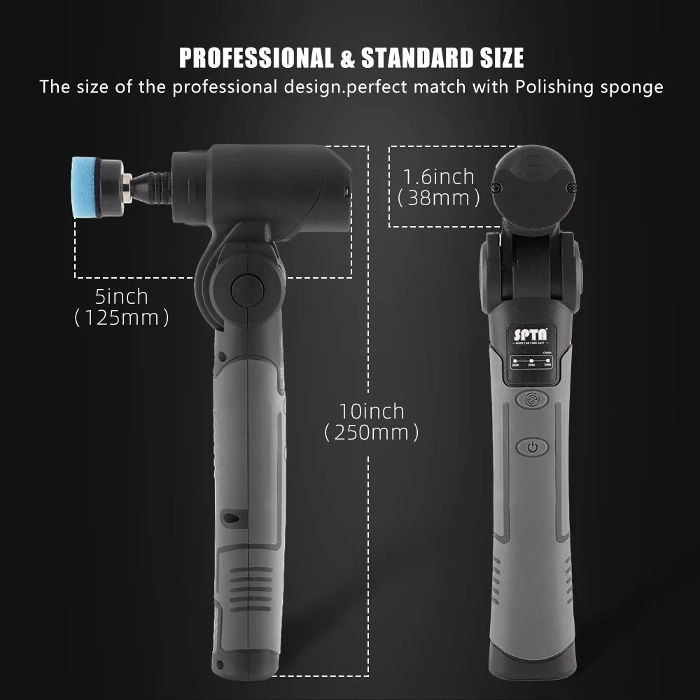 SPTA 3.7V RO&DA Micro Cordless Mini Car Polisher Portable Handheld Rechargeable Adjustment Speed Auto Detailing Tool