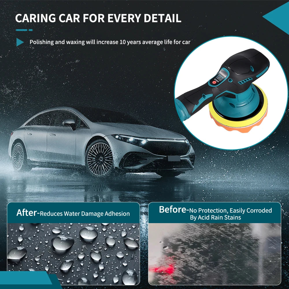 Podofo Car Polisher Auto Electric Waxing Sanding Sealing Glaze Tool with 8 Adjustable Speed without Battery and Charger