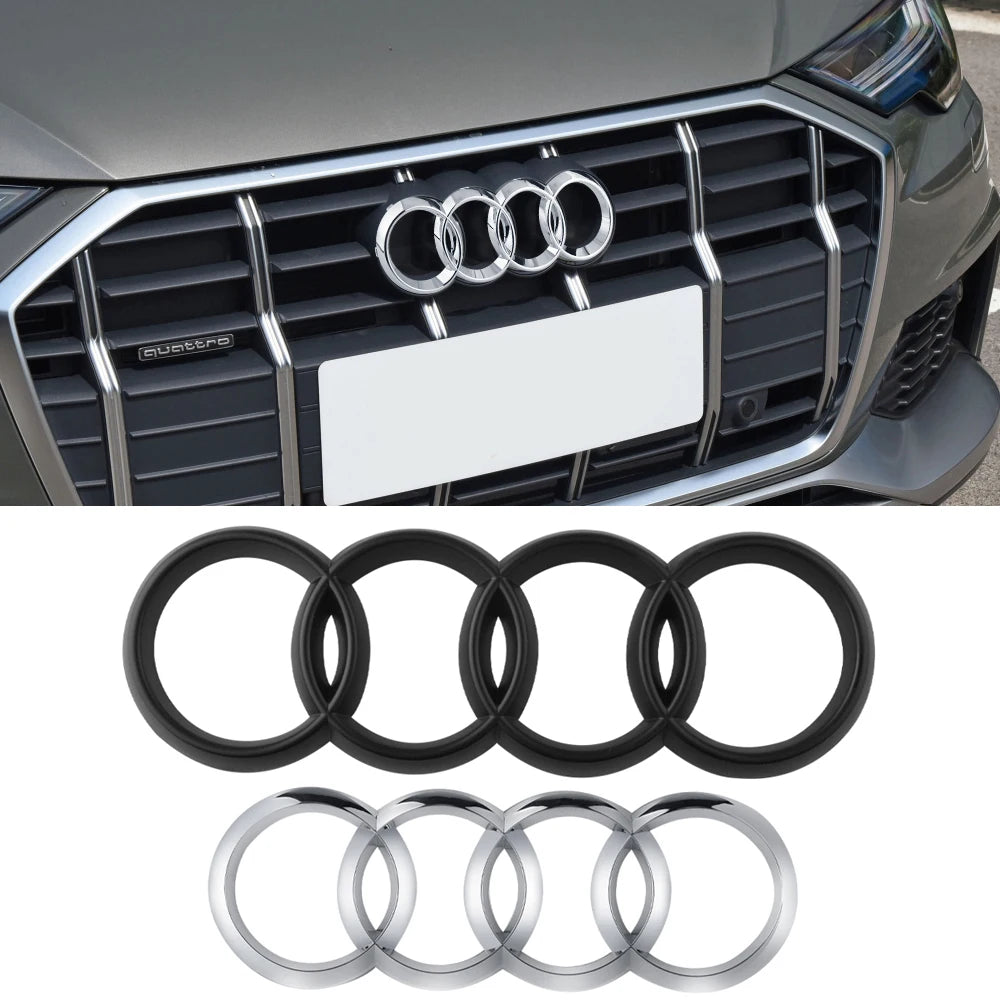 3D ABS Car Front Grille Rear Trunk 4 Ring Emblem Auto Decoration Accessories For Audi  A3 A5 A4L A4 A1 A6L A7 A7L Q3 Q5 Supercar