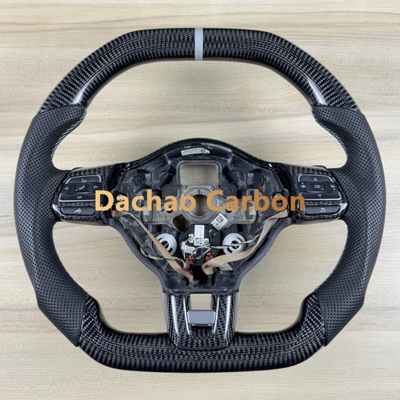 Real Carbon Fiber Steering Wheel For Volkswage VW Golf 6 6R GTI High Quality Leather Custom Style