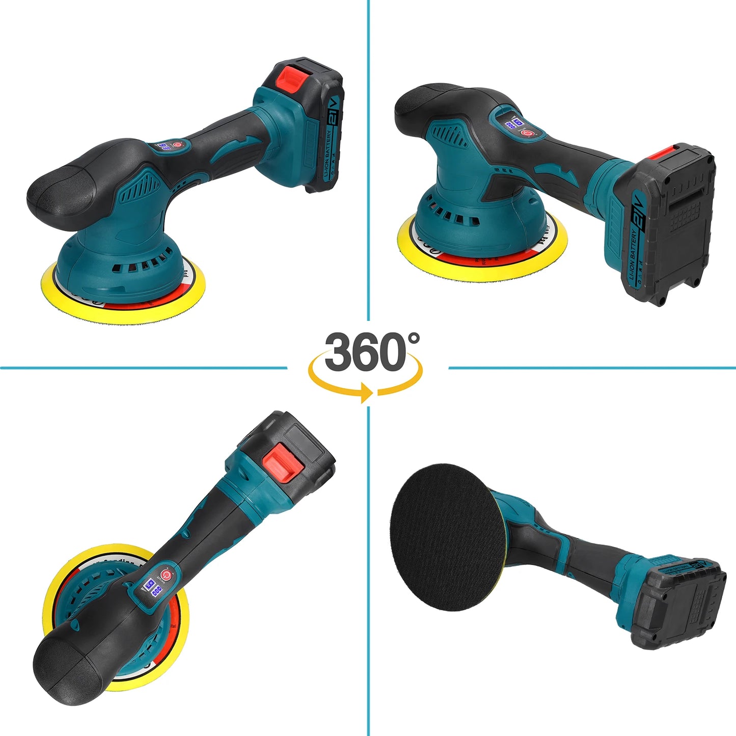 21V Cordless Car Polisher 6 Gears of Speeds Adjustable Electric Auto Polishing Machine Multifunction Home Cleaning Metal Waxing