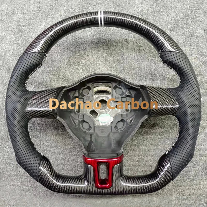 Real Carbon Fiber Steering Wheel For Volkswage VW Golf 6 6R GTI High Quality Leather Custom Style