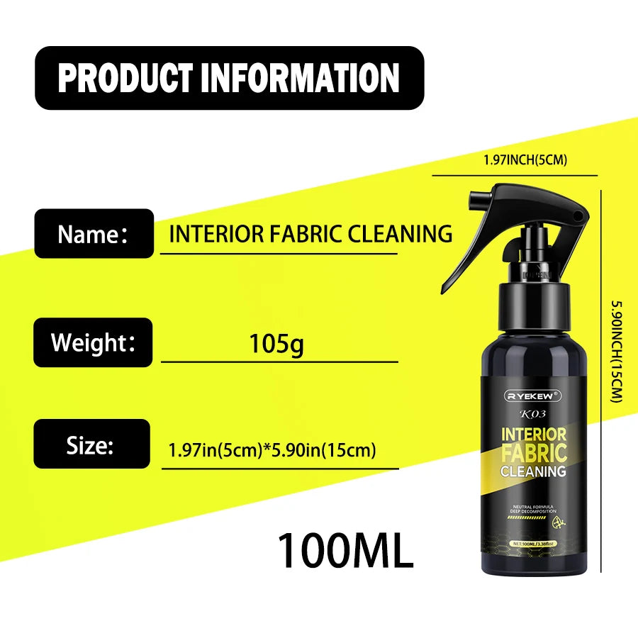Car Interior Cleaner Agent Ceiling Cleaner Leather Flannel Woven Fabric Water Free Multipurpose Auto Dash Cleaning Tool
