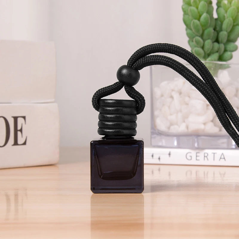 1Psc Black Cap Dyed Square Cap Empty Bottle Car Essential Oil Diffuser Fragrance Air Freshener Scent Perfume Bottle Ornament