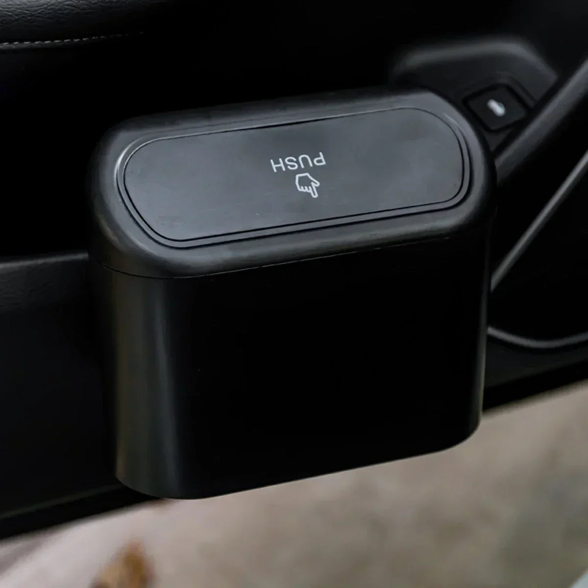 1pc-Car Trash Bin Hanging Vehicle Garbage Dust Case Storage Box Plastic Pressing Square Trash Can Type Auto Car Supplies