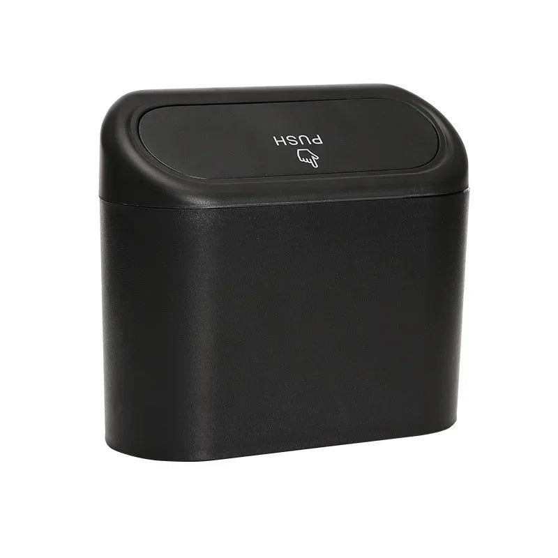 1pc-Car Trash Bin Hanging Vehicle Garbage Dust Case Storage Box Plastic Pressing Square Trash Can Type Auto Car Supplies