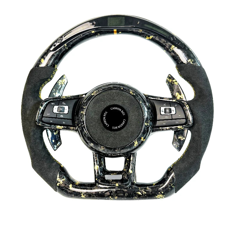 LED For Volkswagen Golf MK5 MK6 MK7 7.5 GTI GTD GTE R Polo Custom Carbon Fiber R Line Sports Steering Wheel Alcantara
