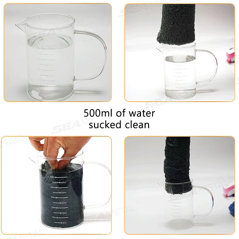 SEAMETAL Car Wash Microfiber Towel 5 Sizes Car Cleaning Fast Drying Cloth Reusable Rags Super Absorbent for Car Home Clean Tools