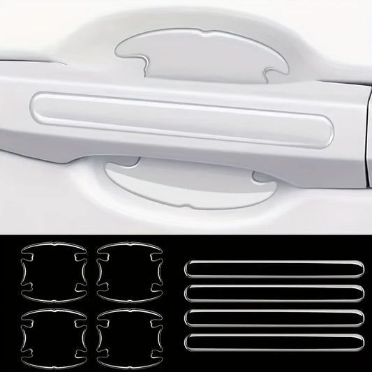 8Pcs 3D Car Door Handle Scratch Protector, Universal Bowl Side Protection Stickers, Waterproof Anti-Scratch Paint Invisible