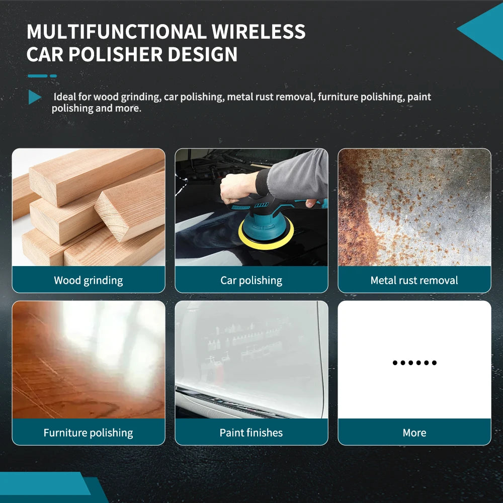 Podofo Car Polisher Auto Electric Waxing Sanding Sealing Glaze Tool with 8 Adjustable Speed without Battery and Charger