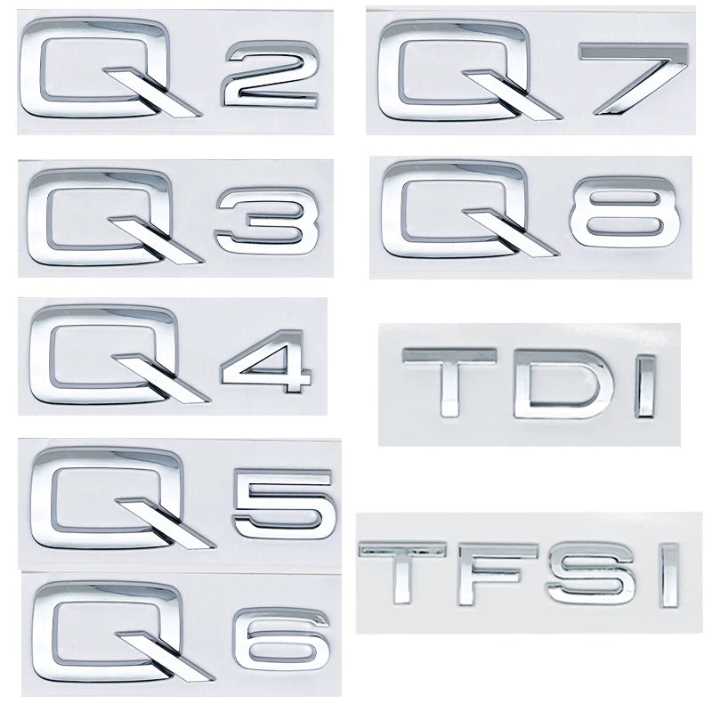 3d ABS Chrome Letters Numbers Car Rear Trunk Boot Emblem Sticker Badge For Q2 Q3 Q4 Q5 Q6 Q7 Q8 TDI TFSI Car Styling Accessories