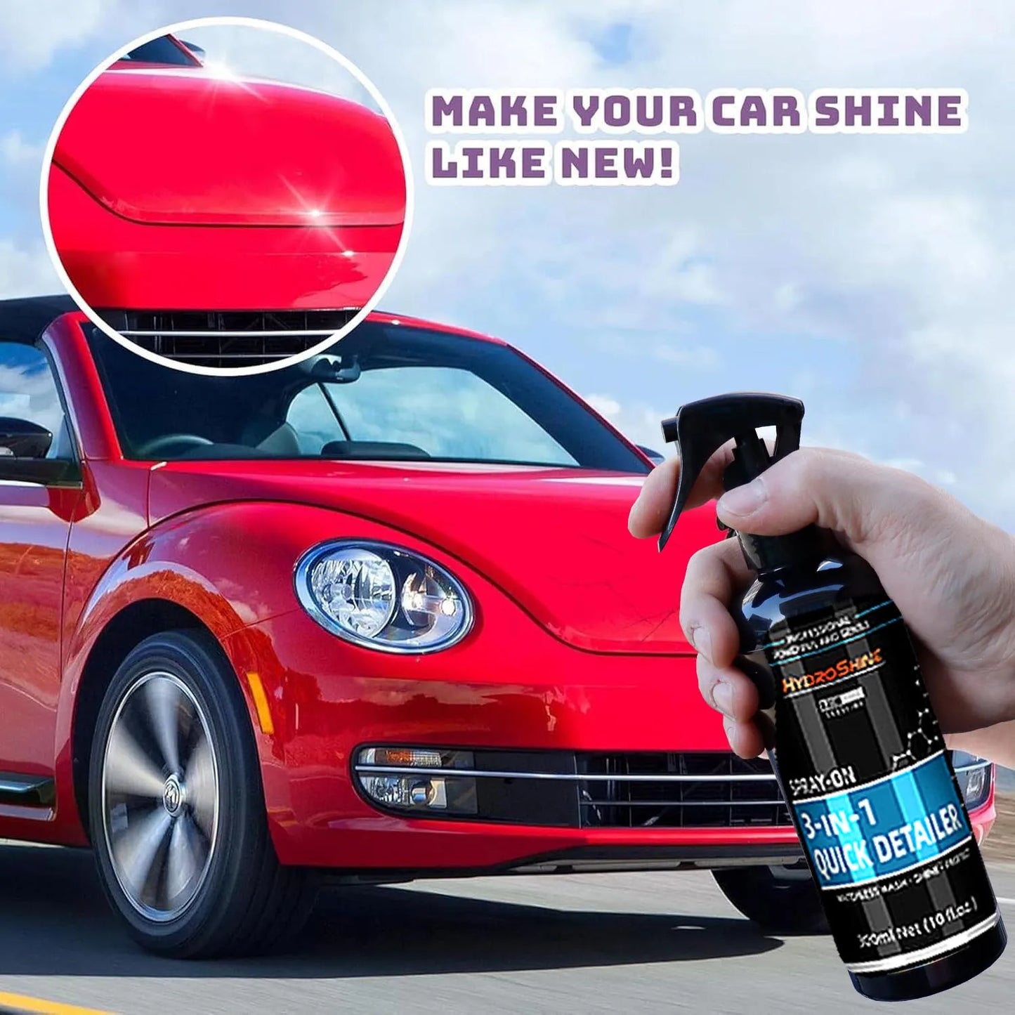 Hydroshine 3-in-1 Quick Detailer High Protection Ceramic Coating Car Wax Polishing Incredible Shine Protection Water Beading