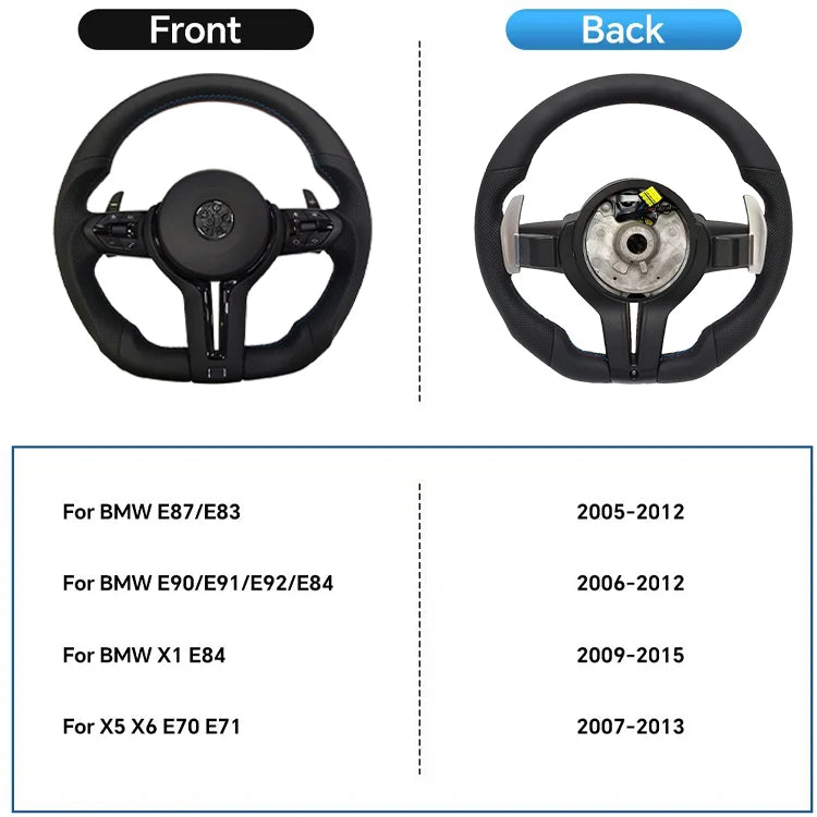 COIKA Upgrade Leather Steering Wheel Suitable For BMW F20 F21 F30 F34 F36 F10 F11 F01 F25 F26 E90 E87 E70 E84 With Black Chrome