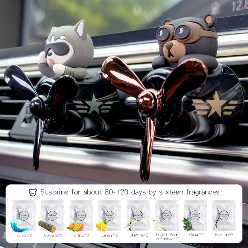 Bear pilot car air freshener flavor dog vent perfume diffuser fragrance scent  auto deroration acccessories aromatherapy auto