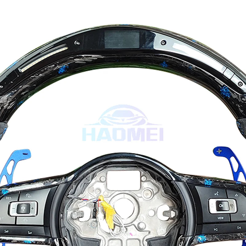 Forged Carbon Fiber Steering Wheel Suitable For Golf 7 7.5 GTI Models With LED And Multifunction Buttons, Shift Paddles