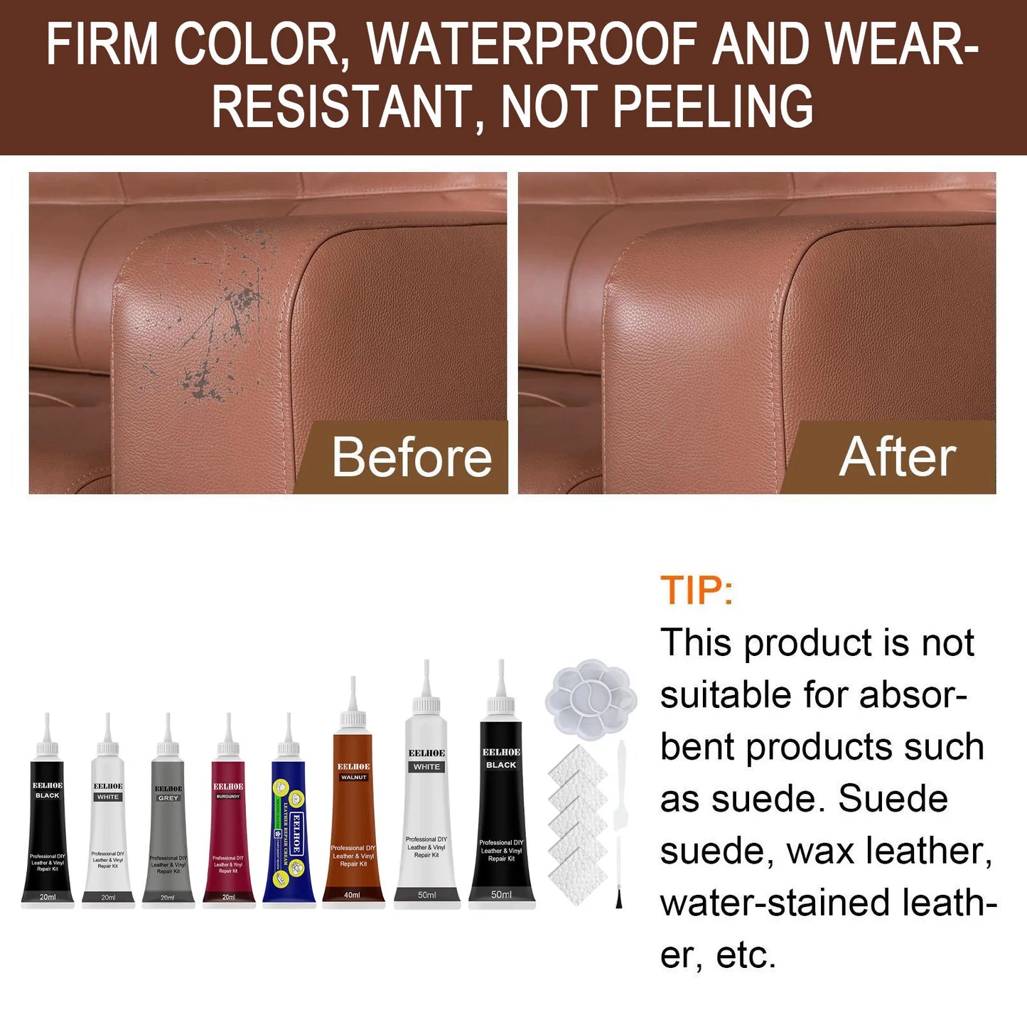 Leather Car Seat Repair Car Scratches for Furniture Sofa and Purse Leather Finish Leather Repair Gel for Car Maintenance Paste