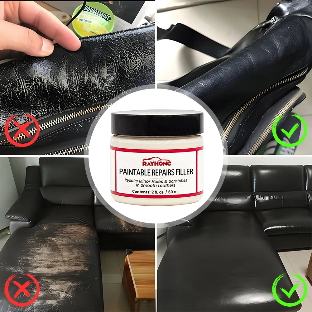 60/20ml Leather Repair Filling Paste Compound Leather Restoration Cream Auto Leather Car Repair Scratches Cracks Sofa Car Seat