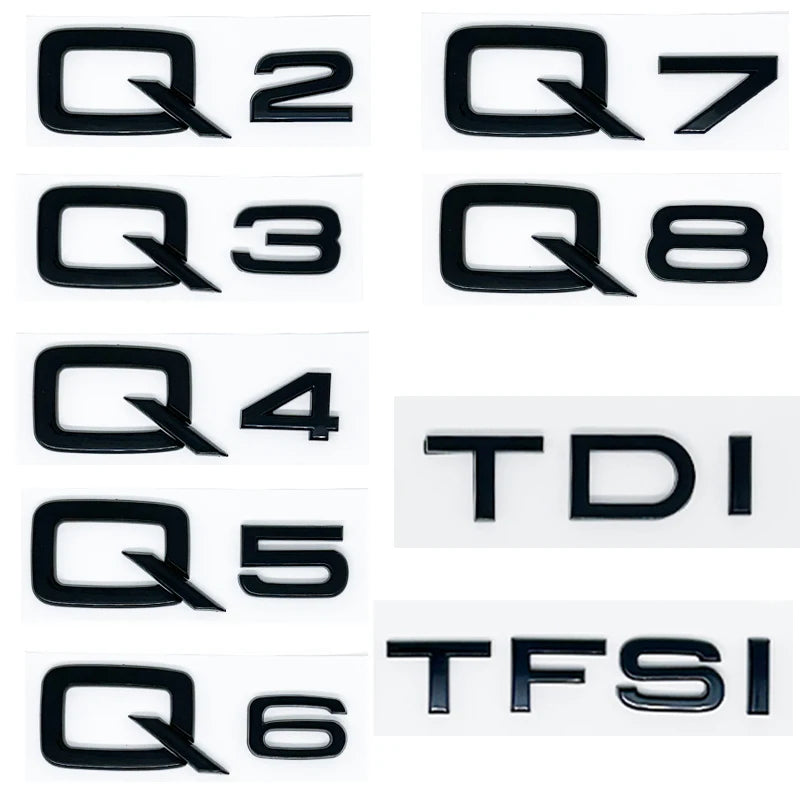3d ABS Chrome Letters Numbers Car Rear Trunk Boot Emblem Sticker Badge For Q2 Q3 Q4 Q5 Q6 Q7 Q8 TDI TFSI Car Styling Accessories