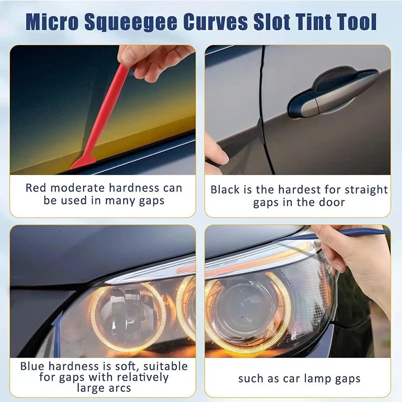 Car Micro Squeegee Curves Slot Tint Tool Set Car Stickers Wrap Vinyl Tools Auto Wrapping Film Installing Scraper Gasket Squeegee