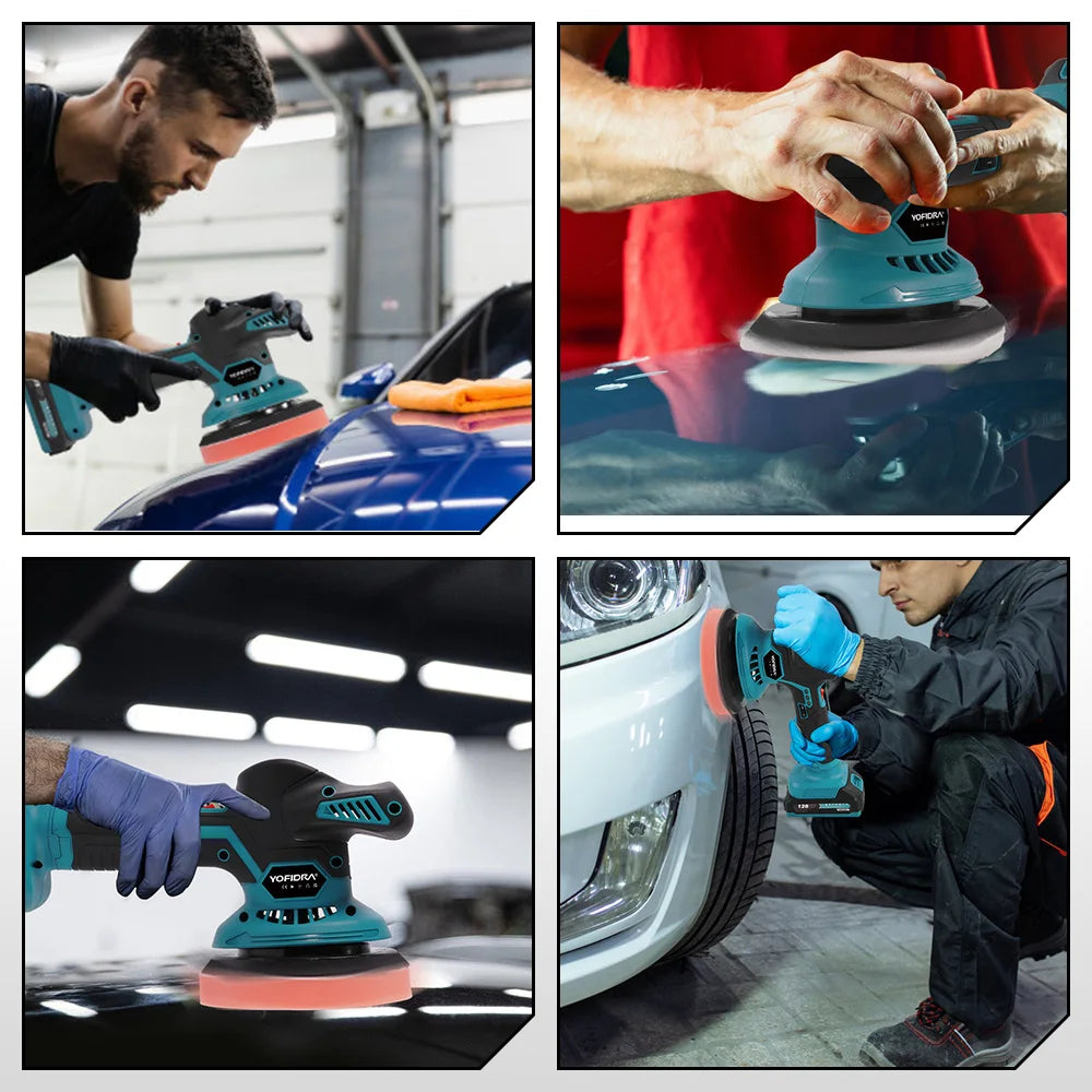 YOFIDRA 150MM 7000RPM Electric Car Polisher 6 Gears Cordless Auto Polishing Sanding Wax Power Tool For Makita 18V Battery Pin