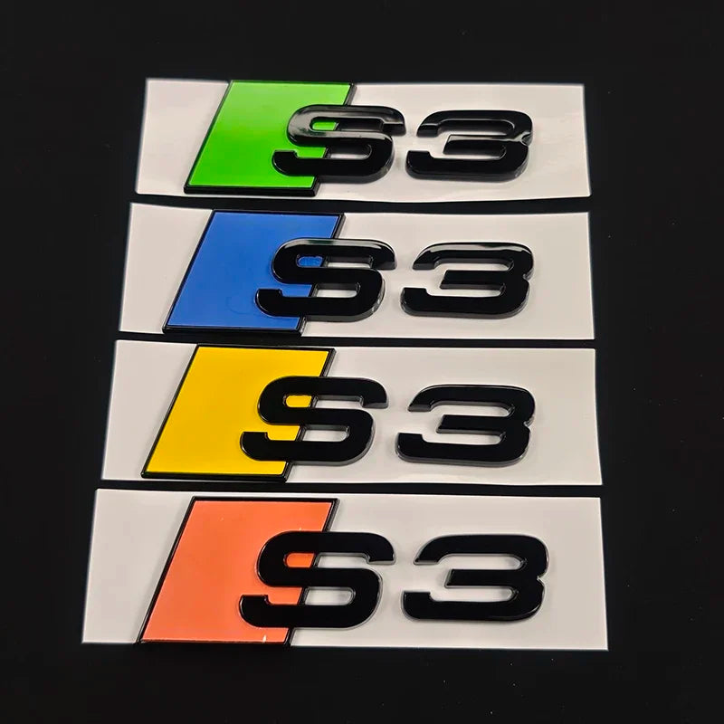 3D ABS Chrome Green Yellow Purple Blue Black Logo S3 Emblem Sticker Car Rear Trunk Badge For Audi S3 8V 8P 8L 8Y S 3 Accessories