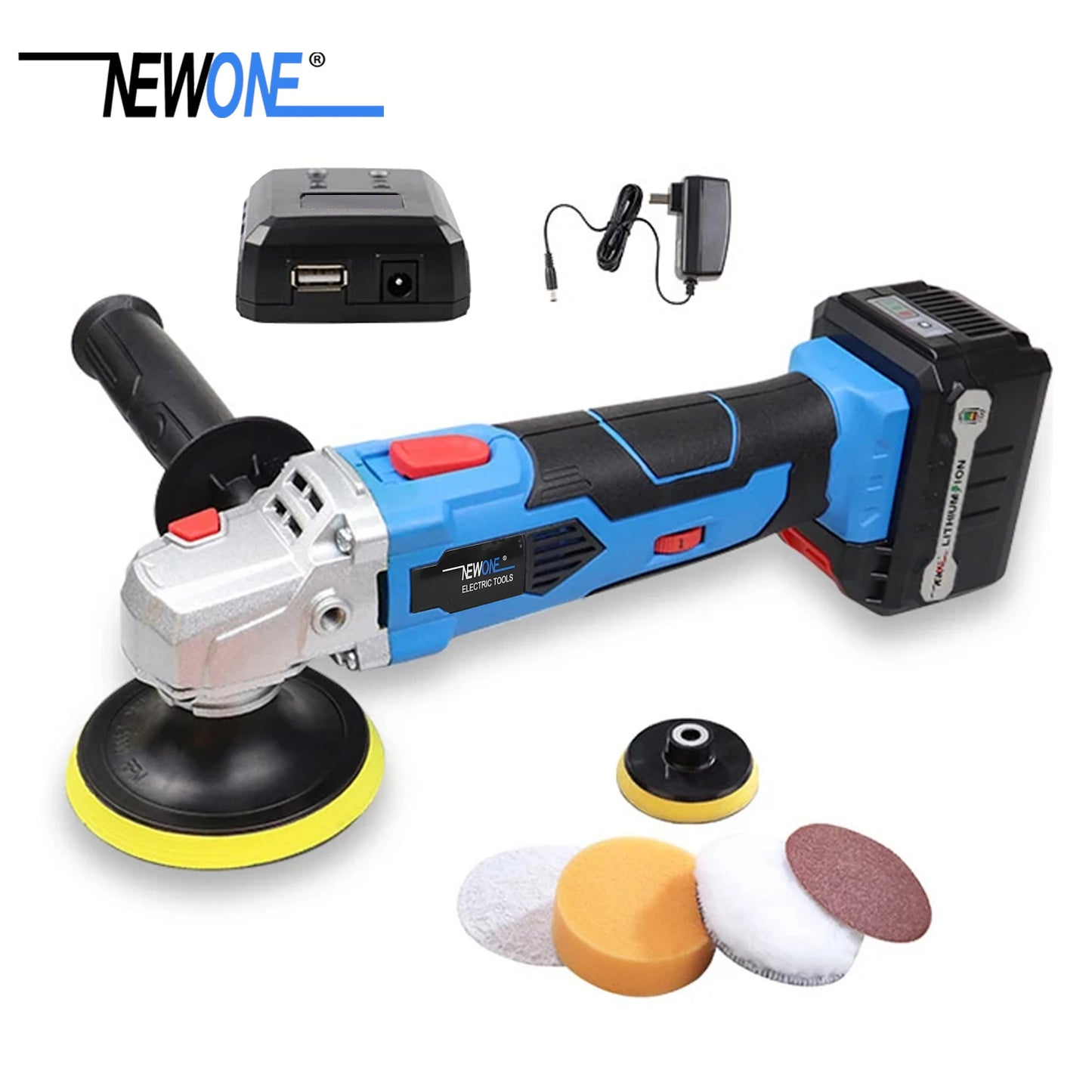 16V Cordless Car Polisher Tool Sets,Cordless Polisher Variable Speed Buffer, 4000mAh Li-ion Battery with Fast Charger and Polish
