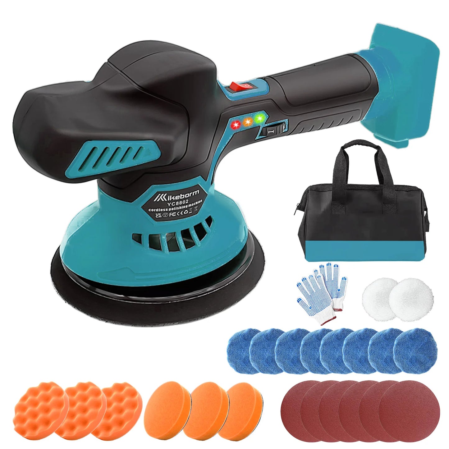 Cordless Car Buffer Polisher, 6 Variable Speed Orbital Polisher, for Car Detailing Polishing Compatible with Makita 18v