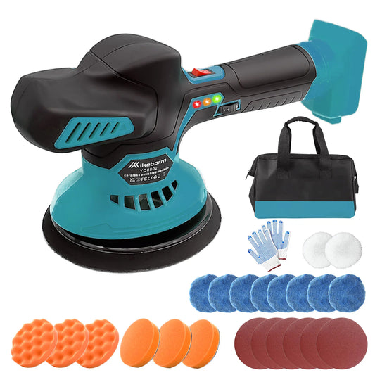 Cordless Car Buffer Polisher, 6 Variable Speed Orbital Polisher, for Car Detailing Polishing Compatible with Makita 18v