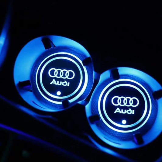 7 Color LED Car Cup Holder Light Luminous Coaster Water Cup Pad For Audi Sline A3 A4 A5 A6 A7 A8 Q3 Q5 Q7 S3 S4 S5 S6 S7 B6 B7