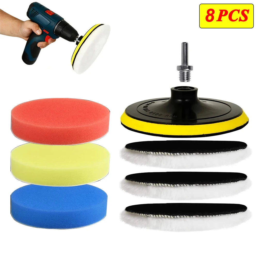 5/8Pcs 7/6/5 Inch Polishing Kit Polishing Pad Car Waxing Sponge Disk Wool Wheel for Auto Body Beauty Polisher Washing Car Gadget