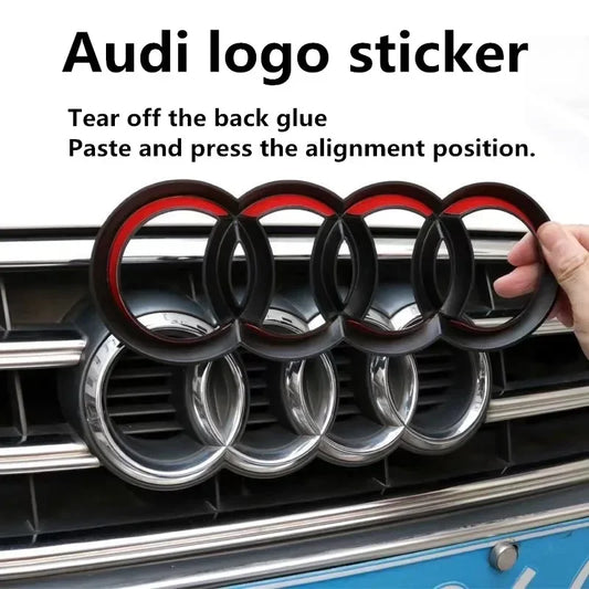 For Audi A4 A3 A5 A7 Q3 Q5 Q7 Q2 A6 logo directly covered front logo decoration accessories Refitted four-ring black LOGO