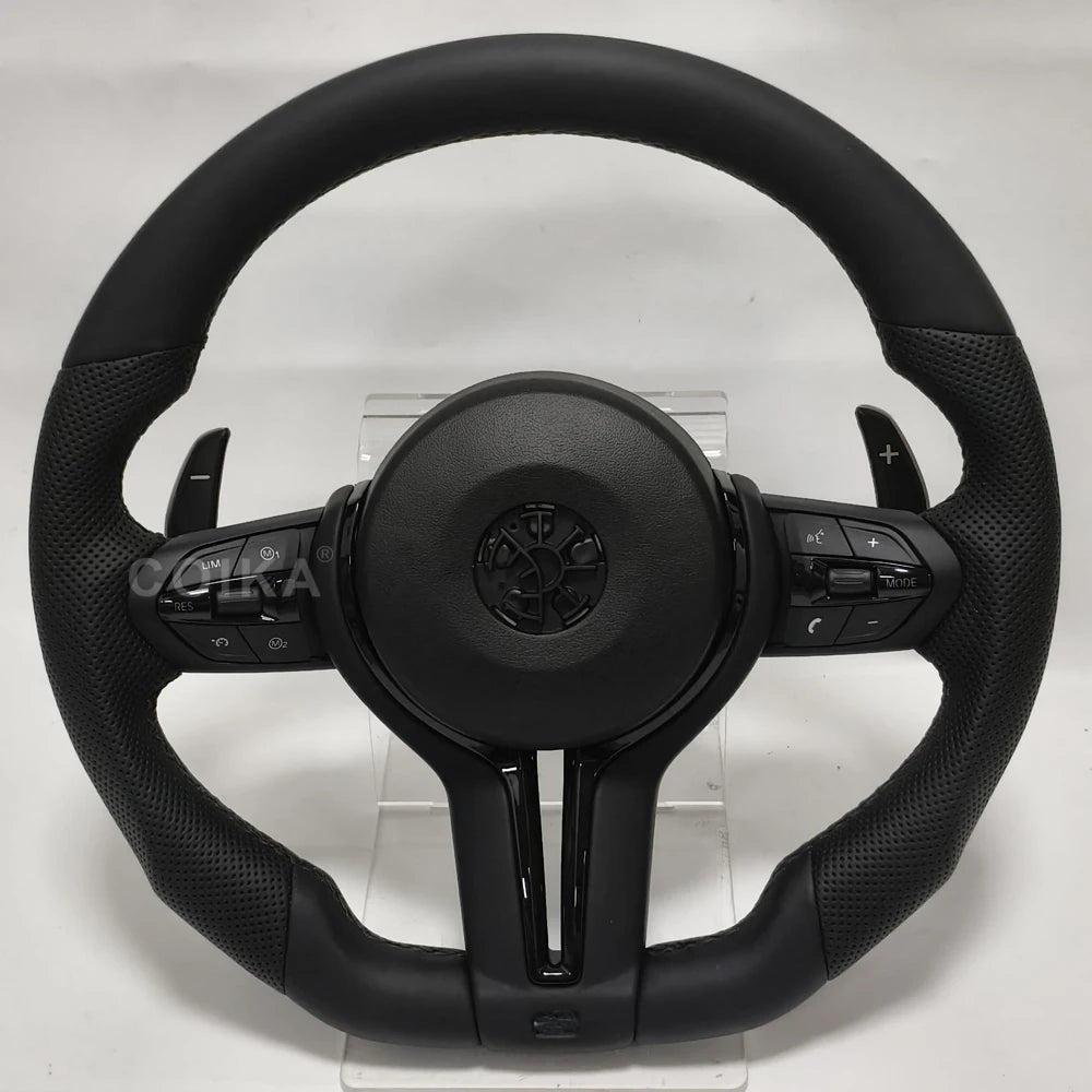 COIKA Upgrade Leather Steering Wheel Suitable For BMW F20 F21 F30 F34 F36 F10 F11 F01 F25 F26 E90 E87 E70 E84 With Black Chrome