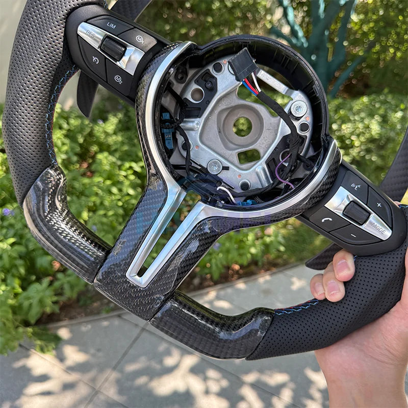 Suitable for BMW 3/4/5/X5 series F30 F10 F15 F20 F34, carbon fiber steering wheel with carbon fiber magnetic paddles, pure carbo