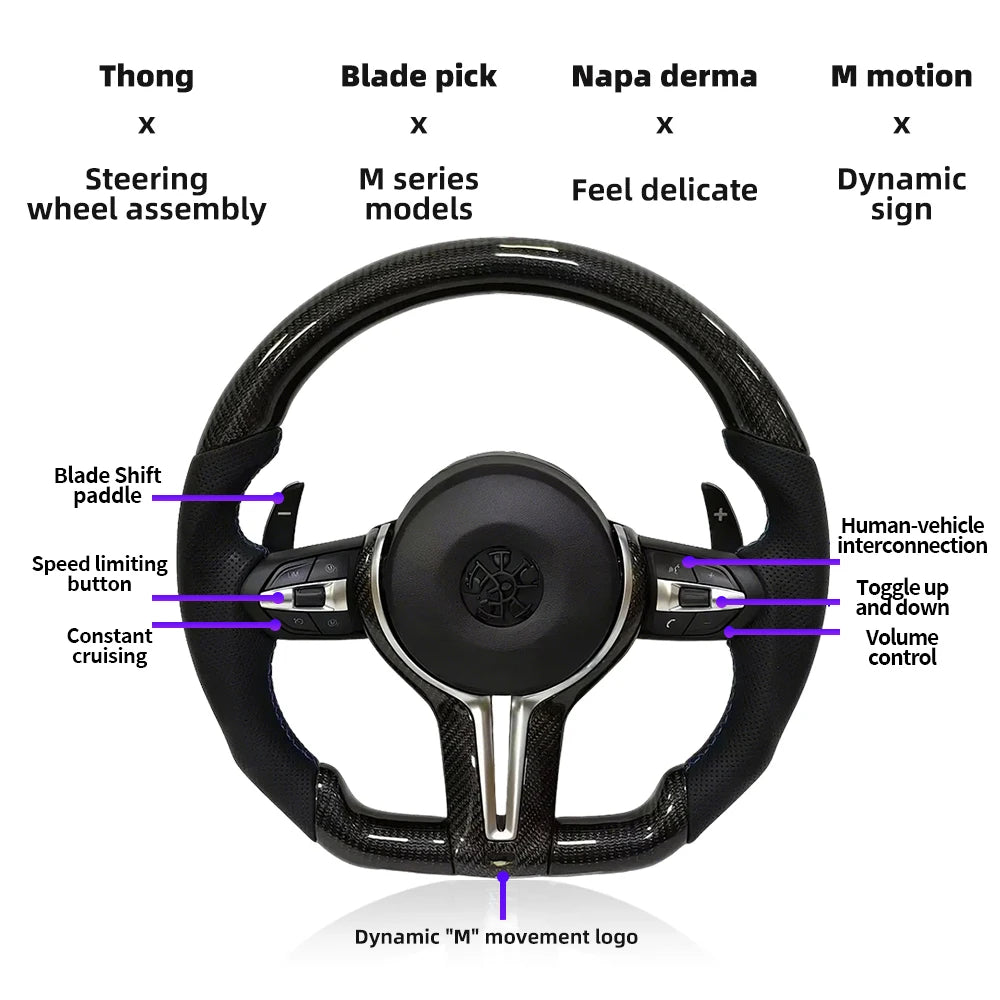 Suitable For BMW F10 F11 F20 F21 F30 F31 F34 F32 F33 F36 F22 F23 M3 M5 X5 X6 E70 E90 E87 E84 Carbon Fiber M Sport Steering Wheel